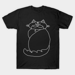 Kevin the Cat White Line Drawing T-Shirt